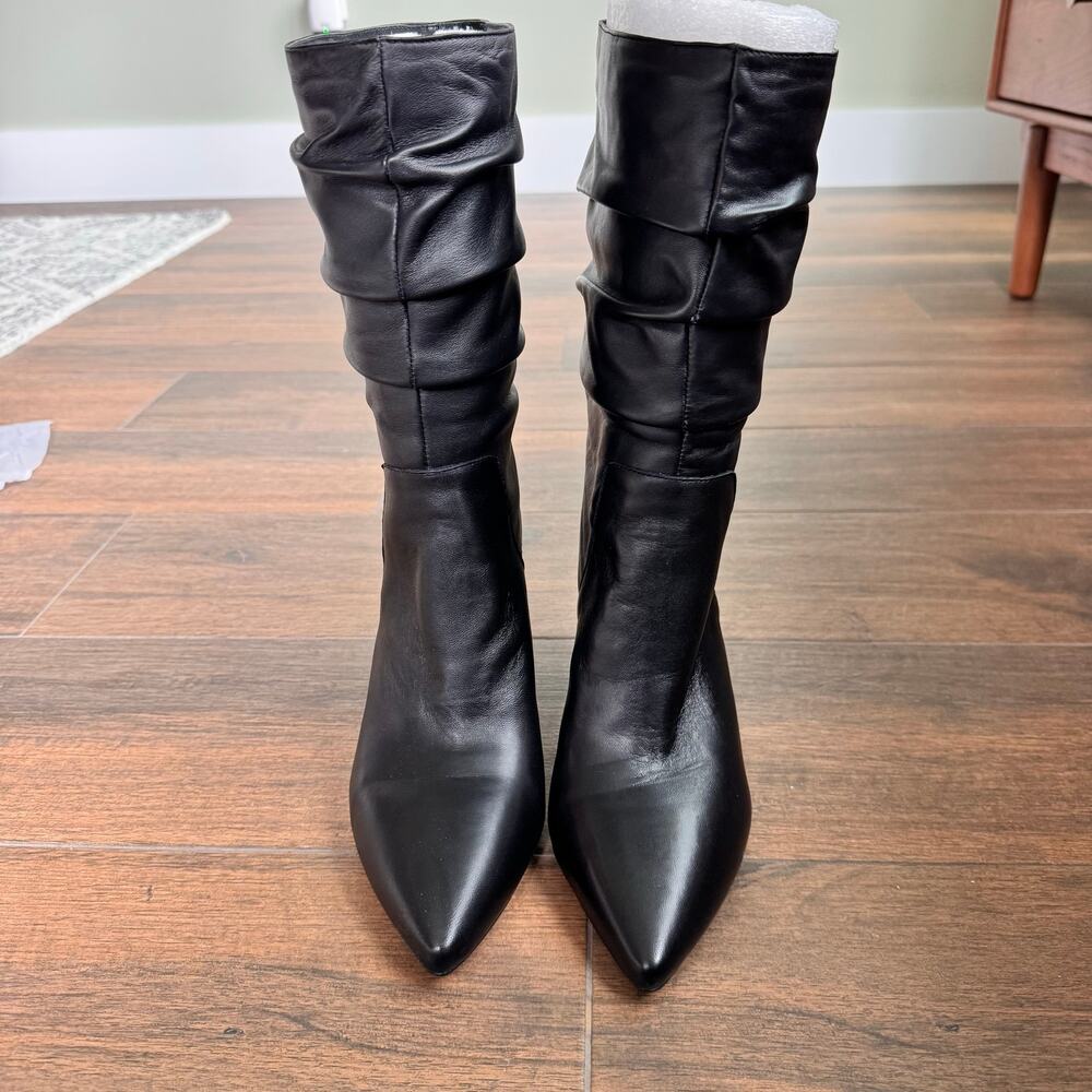 Calvin Klein Black Slouchy Pointed-Toe Heeled Boots